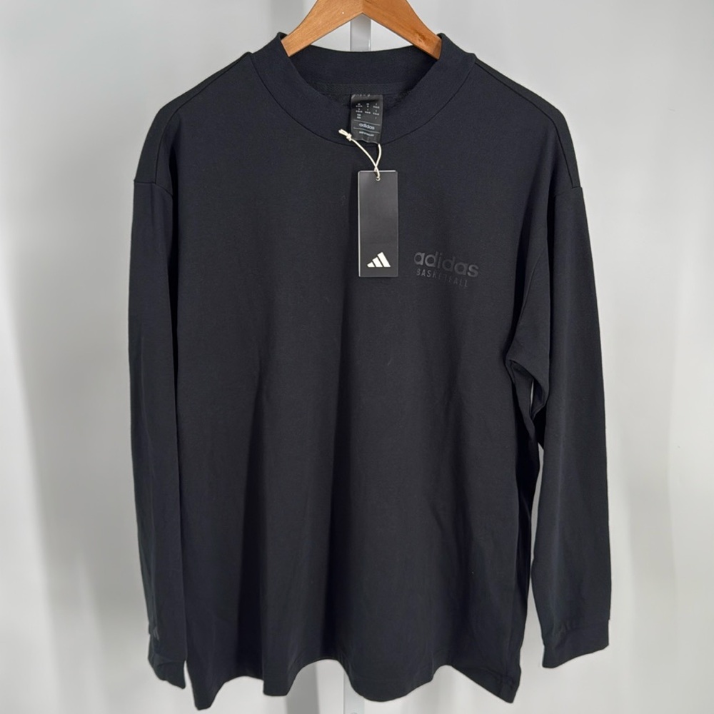 NWT Adidas Black Long Sleeve Basketball T-shirt SZ M